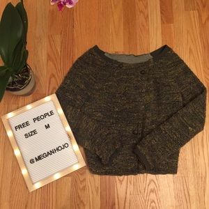 VINTAGE FREE PEOPLE GREEN CARDI SWEATER JACKET